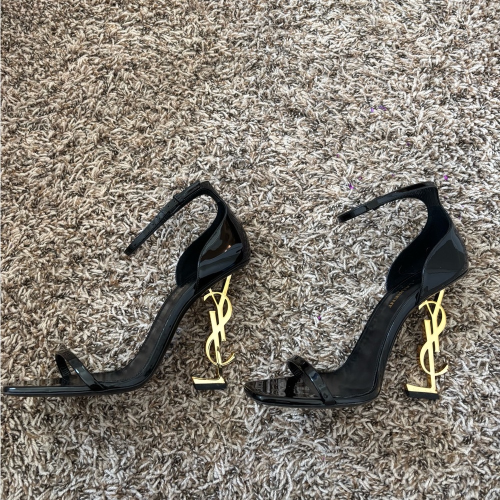 Opyum YSL Logo-Heel Sandals with Golden Hardware - Picture 3 of 7